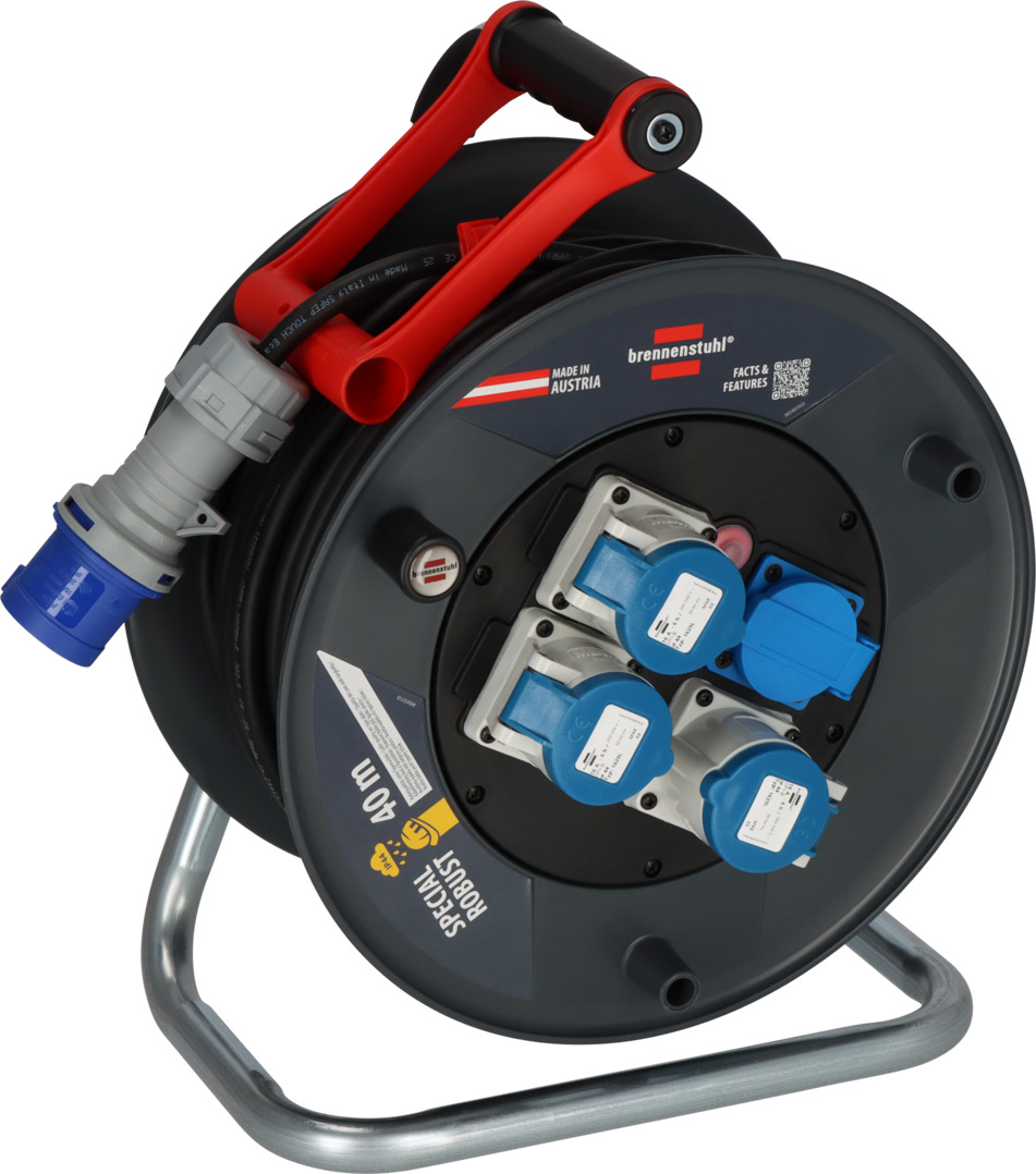 Brennenstuhl SteelCore SC 3210 Arrotola Cavo 33m – Professionale Per Cantiere Ed Esterno, Resistente E Sicuro